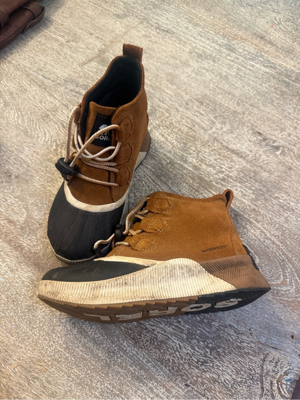 Sorel Brown and Black kids Waterproof Duck Boots